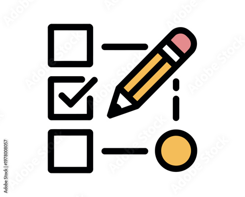 Pencil Checking Boxes in Minimalist Line Art Style