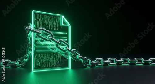 Neon document chained and locked down.