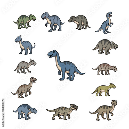 Collection of various cute cartoon dinosaur characters 2.