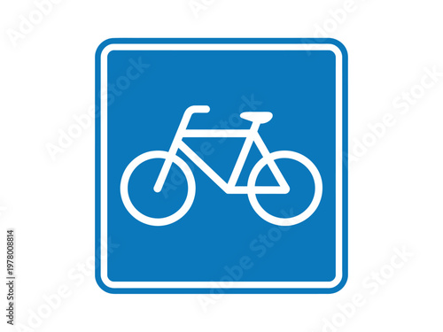 Clear blue sign indicates a dedicated bicycle path for safe cycling.