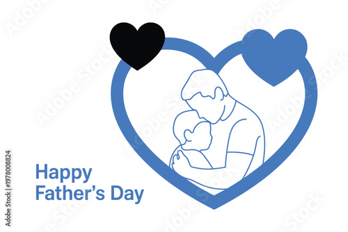 A heartwarming illustration of a father and child celebrating Happy Father's Day