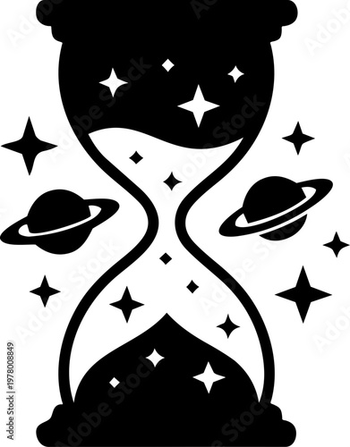Celestial Hourglass With Stars And Cosmic Sand