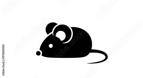 Minimalist Black Mouse Icon on White Background