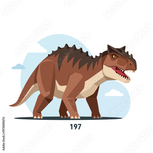 Cartoon Illustration of a Fierce Carnotaurus Dinosaur.