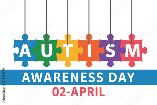 A colorful puzzle piece graphic for Autism Awareness Day on April 2nd