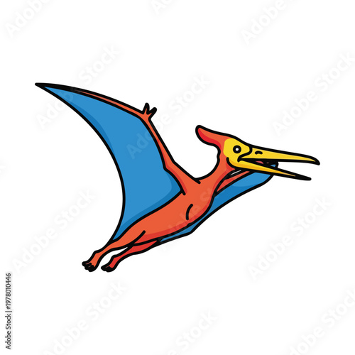 Cartoon Pterodactyl Dinosaur Flying in the Air 1.