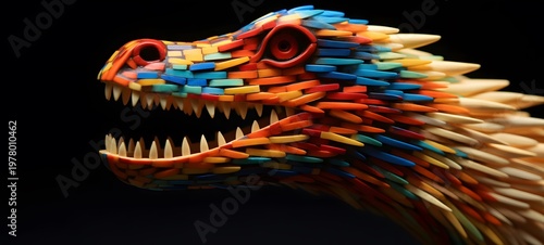 Ankylosauria shaped matchstick carving,generative AI