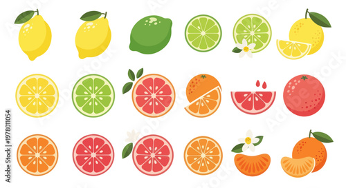 Assorted Citrus Fruits Collection: Lemons, Limes, Oranges, Grapefruits - Fresh & Vibrant