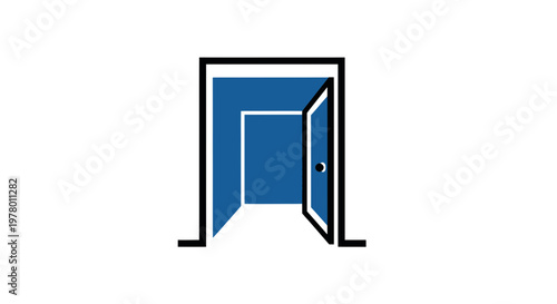 Open Doorway with Blue Interior, Entering New Opportunity Concept