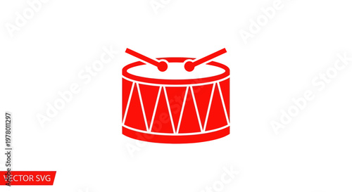 Red Drum with Drumsticks Icon Vector
