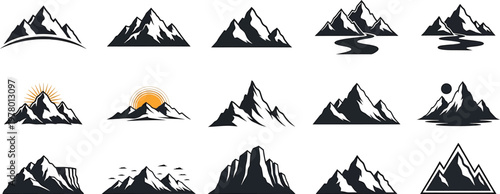 Dramatic mountain range silhouette collection a stunning visual representation of peaks and valleys