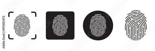 Fingerprint thumbprint set isolated. Set fingerprint scanning icon sign Fingerprint Scanning Icon Set: Vector Biometric Signature Symbols for Password Encryption and Digital Security
