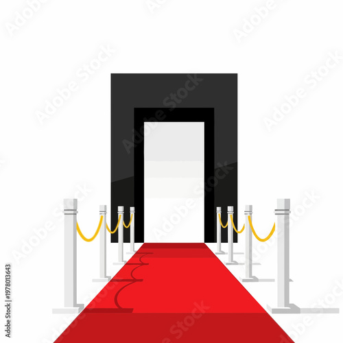 Red Carpet Entrance with Stanchions and Black Archway