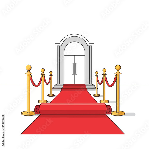 Red Carpet Entrance with Stanchions and Double Doors