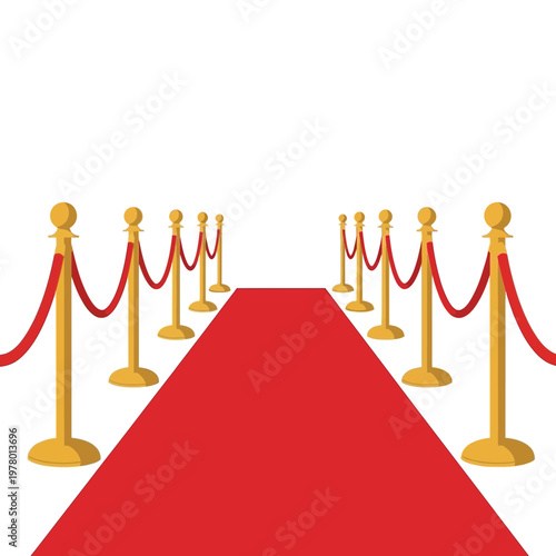Red Carpet Event Entrance with Stanchions and Ropes - VIP Access