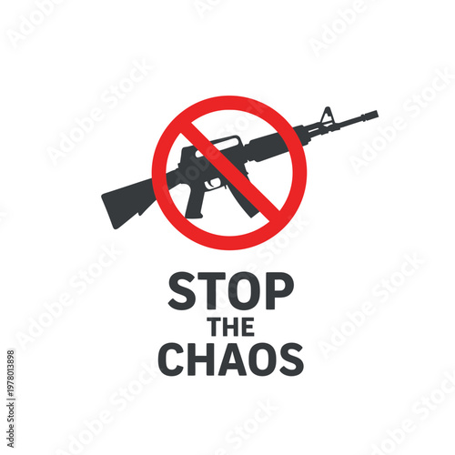 Stop Gun Violence Symbol, No Weapons Allowed, Stop The Chaos