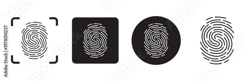 Fingerprint icon Graphic vector set. Fingerprint icon flat illustration set logo. Biometric authentication for security and access control