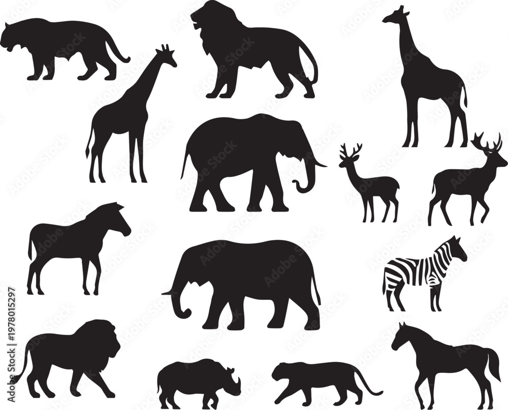 Obraz premium Animal wild African Silhouettes Vector.