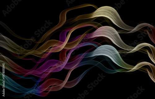 Photos Swirling colorful smoke tendrils in an abstract composition with vibrant gradien