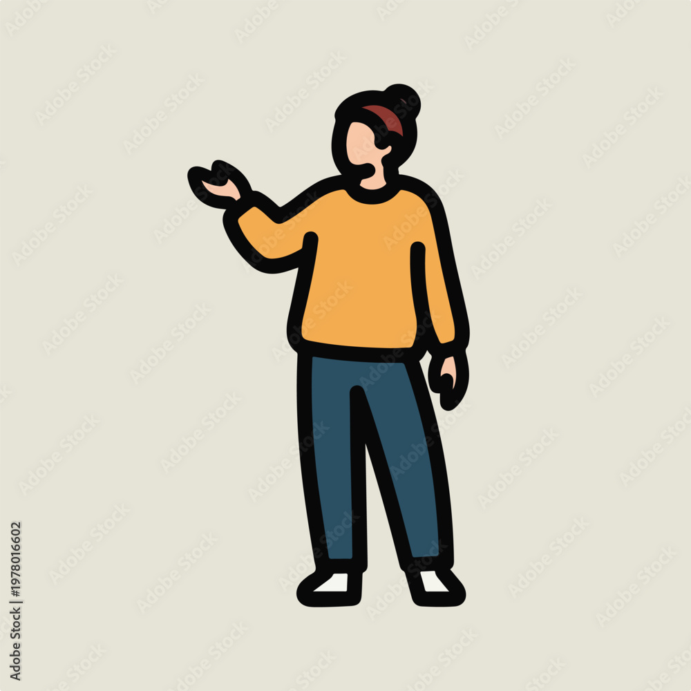 Fototapeta premium Cartoon character illustration of a person standing and gesturing.