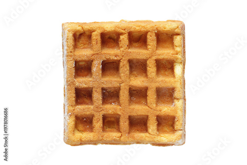 Square waffle cookies isolated on a white background. Sweet pastries close-up.
