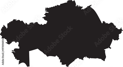 Fotografía Black silhouette map of Kazakhstan a simple vector illustration for geography tr