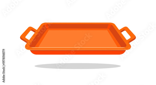 Orange Baking Tray With Handles Isolated On White Background