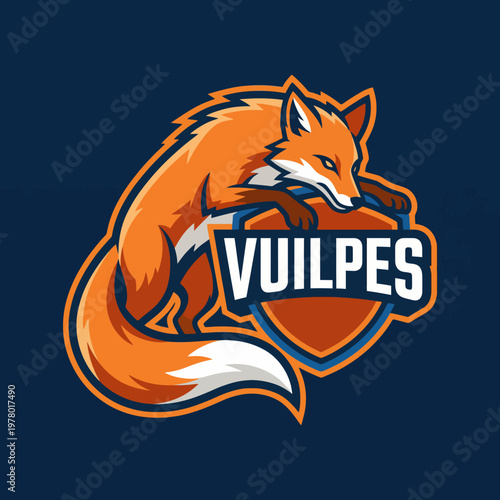 This image features a stylized logo of a fox mascot, exuding cleverness and agility, framed by a shield, ideal for branding in gaming or sports-related ventures.