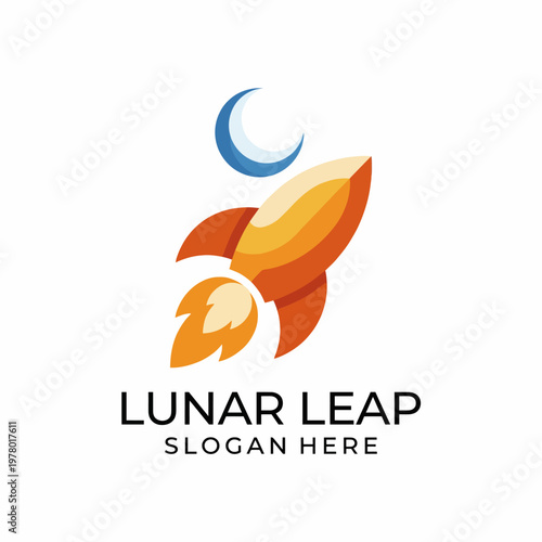 A playful and vibrant rocket logo design representing themes of space exploration, innovation, and dreaming big, perfect for a tech or educational brand.