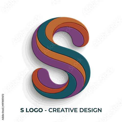This artistic representation of the letter S showcases an eye-catching pattern of colors and curves, representing creativity and modernity in design aesthetics.