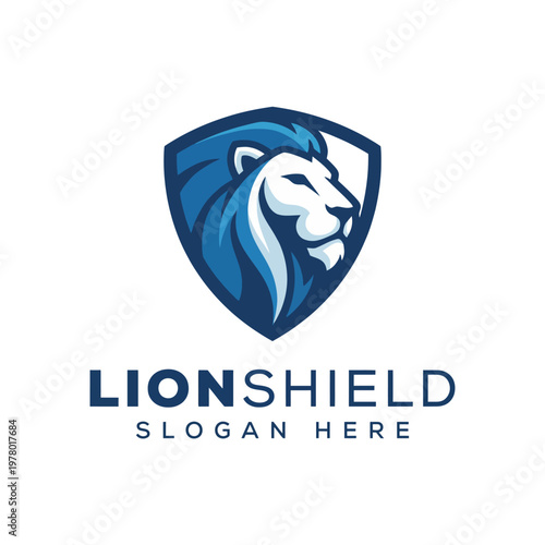 This logo emphasizes strength and protection through the depiction of a fierce lion combined with a shield, perfect for security services and protective agencies.