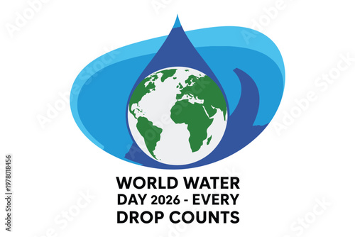 A logo for World Water Day 2026 featuring a globe and water droplet