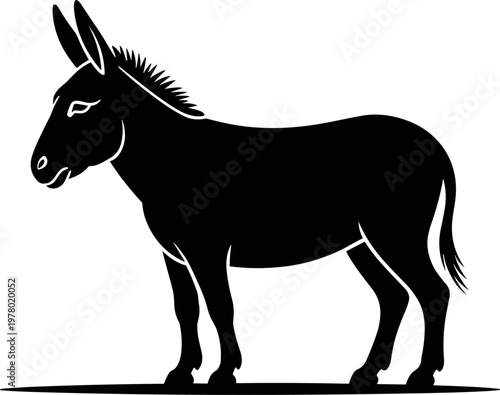 Donkey silhouette minimal black vector illustration for farm animal livestock rural agriculture and domestic design concept use