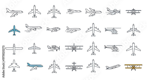 Collection of various aircraft types and styles.