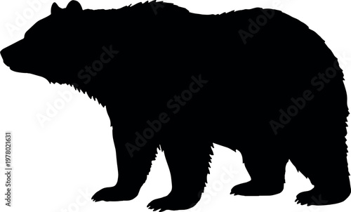 Bear silhouette minimal black vector illustration for wildlife animal nature forest predator and conservation design concept use