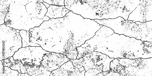 Dirty Cracked Wall Texture Black and White Grunge Surface Rough Background Design.