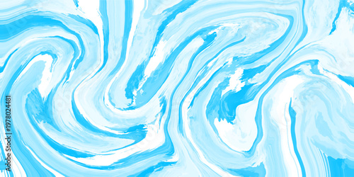 Cool cyan and blue fluid marble pattern with sweeping liquid swirls. This refreshing abstract vector background is perfect for technology branding and corporate designs.