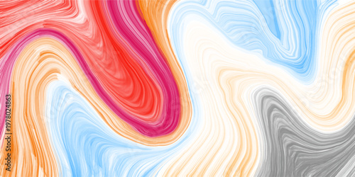 Abstract bright colorful fluid liquid marble texture background. This smooth wavy acrylic paint pour perfectly suits creative modern graphic design.