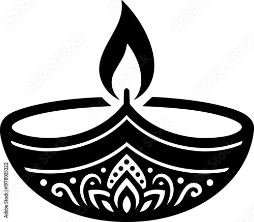 Lit Indian oil lamp diya for Diwali festival