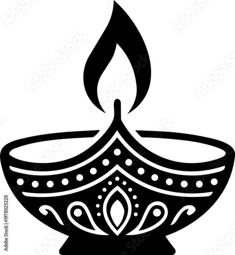Lit Indian oil lamp diya for Diwali festival
