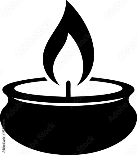 Lit Indian oil lamp diya for Diwali festival