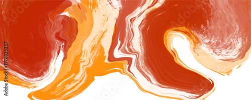 Abstract red and orange fluid liquid marble texture background. This vibrant wavy acrylic paint pour creates a dynamic modern graphic template.