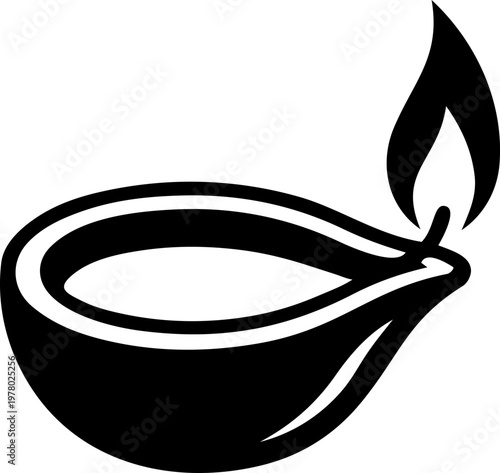 Lit Indian oil lamp diya for Diwali festival