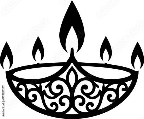 Lit Indian oil lamp diya for Diwali festival