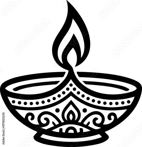 Lit Indian oil lamp diya for Diwali festival