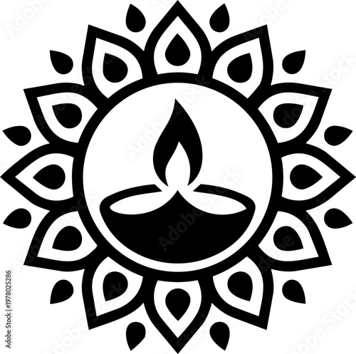 Lit Indian oil lamp diya for Diwali festival