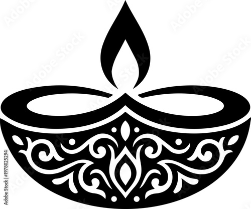 Lit Indian oil lamp diya for Diwali festival