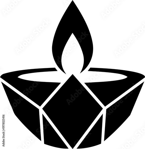 Lit Indian oil lamp diya for Diwali festival