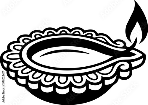 Lit Indian oil lamp diya for Diwali festival