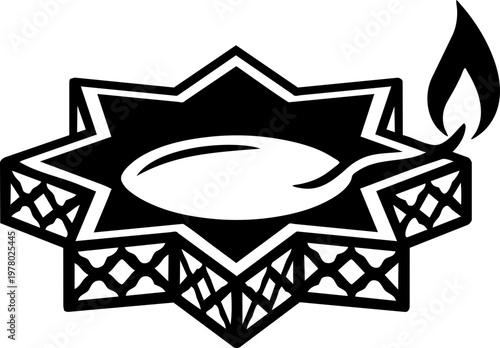 Lit Indian oil lamp diya for Diwali festival